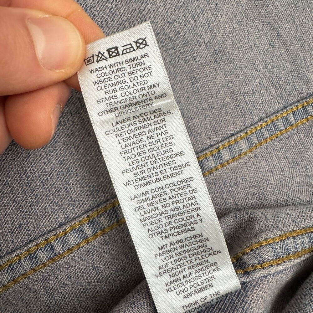 Asos Denim Jacket Womens XS Blue Medium Wash Raw Hem Button Up Trucker Casual - Picture 5 of 16